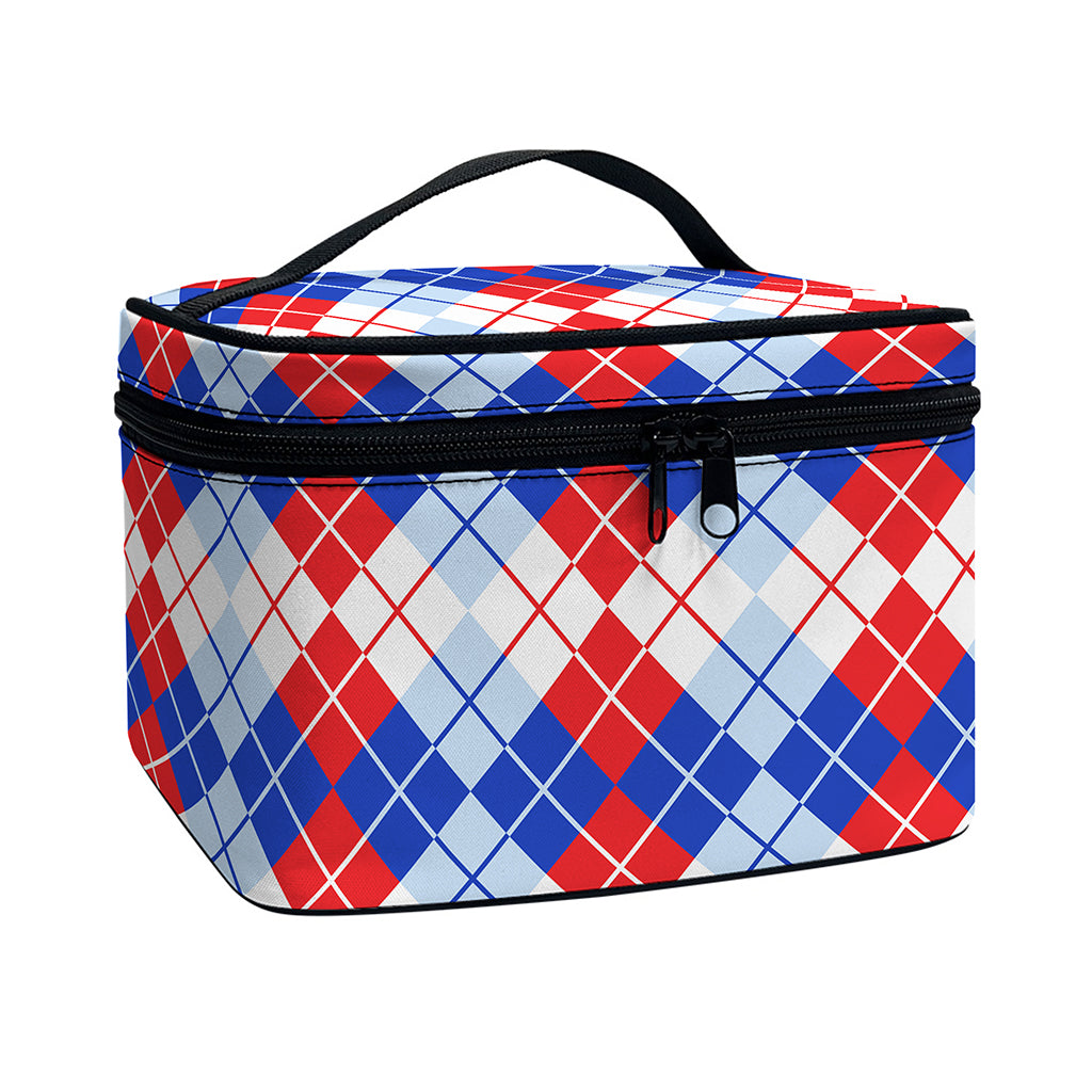 American Argyle Pattern Print Travel Makeup Bag