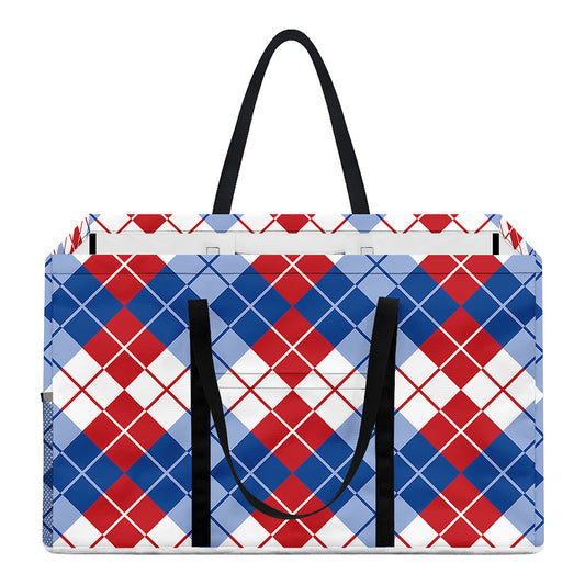 American Argyle Pattern Print Utility Tote Bag