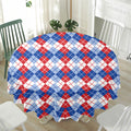 American Argyle Pattern Print Waterproof Round Tablecloth