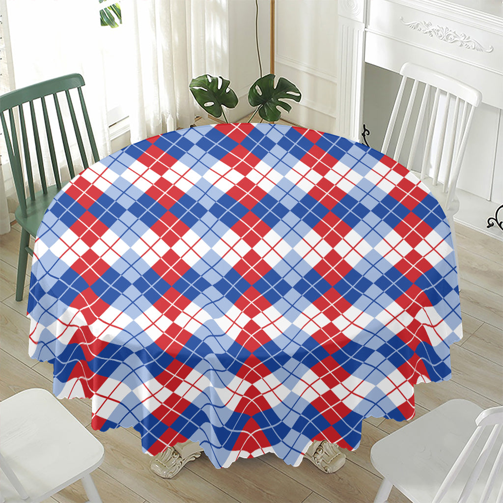 American Argyle Pattern Print Waterproof Round Tablecloth