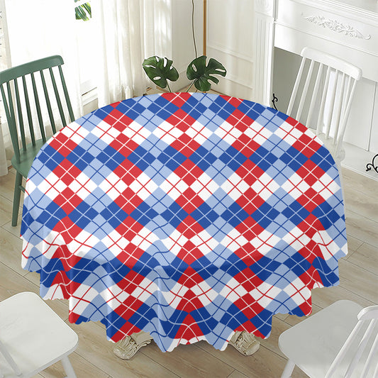 American Argyle Pattern Print Waterproof Round Tablecloth