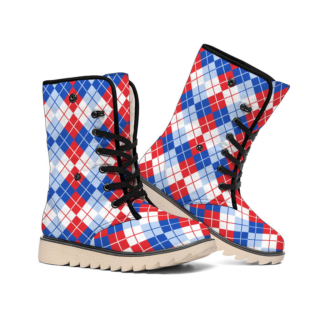 American Argyle Pattern Print Winter Boots