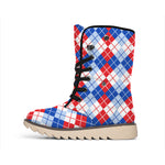 American Argyle Pattern Print Winter Boots