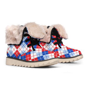 American Argyle Pattern Print Winter Boots