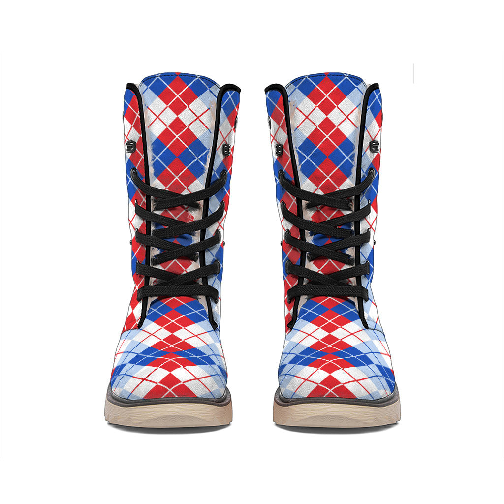 American Argyle Pattern Print Winter Boots