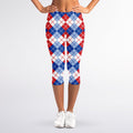 American Argyle Pattern Print Women's Capri Leggings