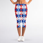American Argyle Pattern Print Women's Capri Leggings