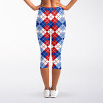 American Argyle Pattern Print Women's Capri Leggings