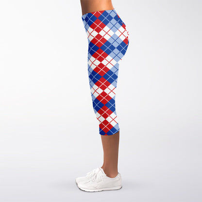 American Argyle Pattern Print Women's Capri Leggings