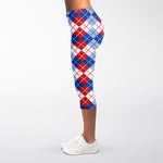 American Argyle Pattern Print Women's Capri Leggings