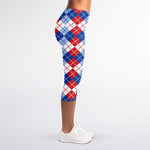 American Argyle Pattern Print Women's Capri Leggings