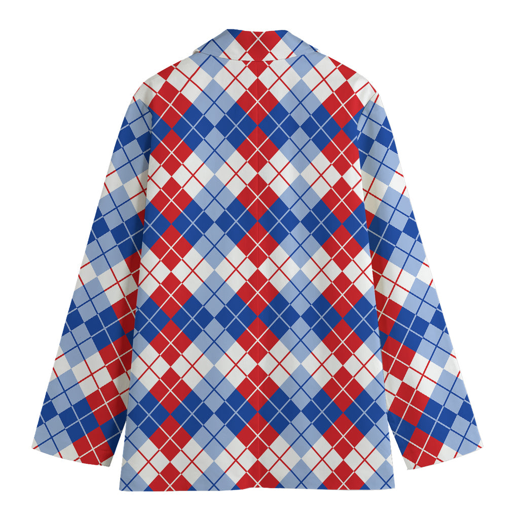 American Argyle Pattern Print Women's Cotton Blazer