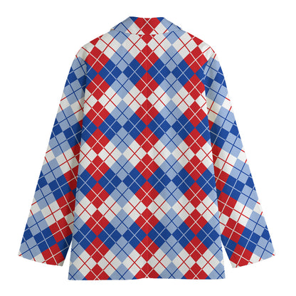 American Argyle Pattern Print Women's Cotton Blazer