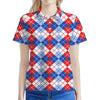 American Argyle Pattern Print Women's Polo Shirt