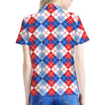 American Argyle Pattern Print Women's Polo Shirt