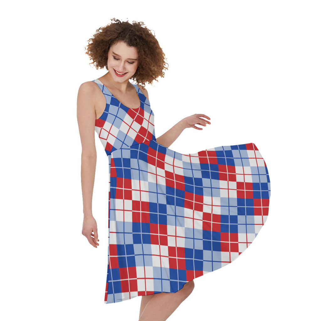 American Argyle Pattern Print Women's Sleeveless Dress
