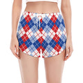 American Argyle Pattern Print Women's Split Running Shorts