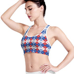 American Argyle Pattern Print Women's Sports Bra