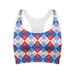American Argyle Pattern Print Women's Sports Bra