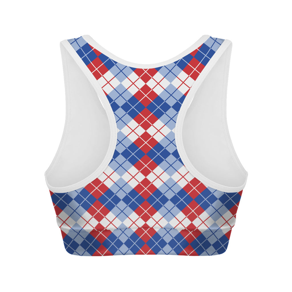 American Argyle Pattern Print Women's Sports Bra
