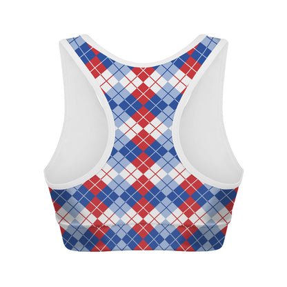 American Argyle Pattern Print Women's Sports Bra