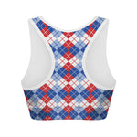 American Argyle Pattern Print Women's Sports Bra