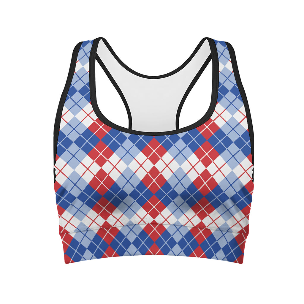 American Argyle Pattern Print Women's Sports Bra