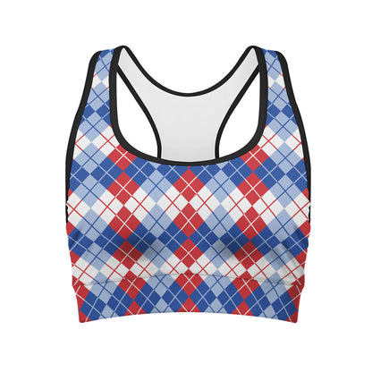American Argyle Pattern Print Women's Sports Bra
