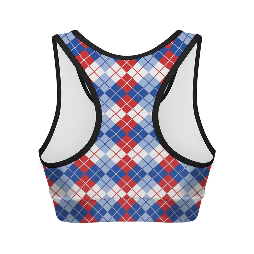 American Argyle Pattern Print Women's Sports Bra