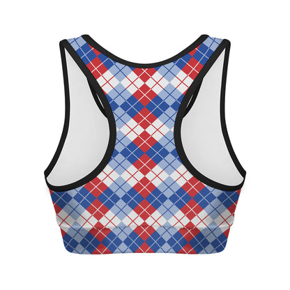 American Argyle Pattern Print Women's Sports Bra