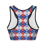 American Argyle Pattern Print Women's Sports Bra