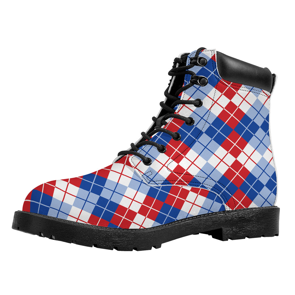 American Argyle Pattern Print Work Boots
