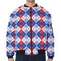 American Argyle Pattern Print Zip Sleeve Bomber Jacket