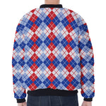American Argyle Pattern Print Zip Sleeve Bomber Jacket