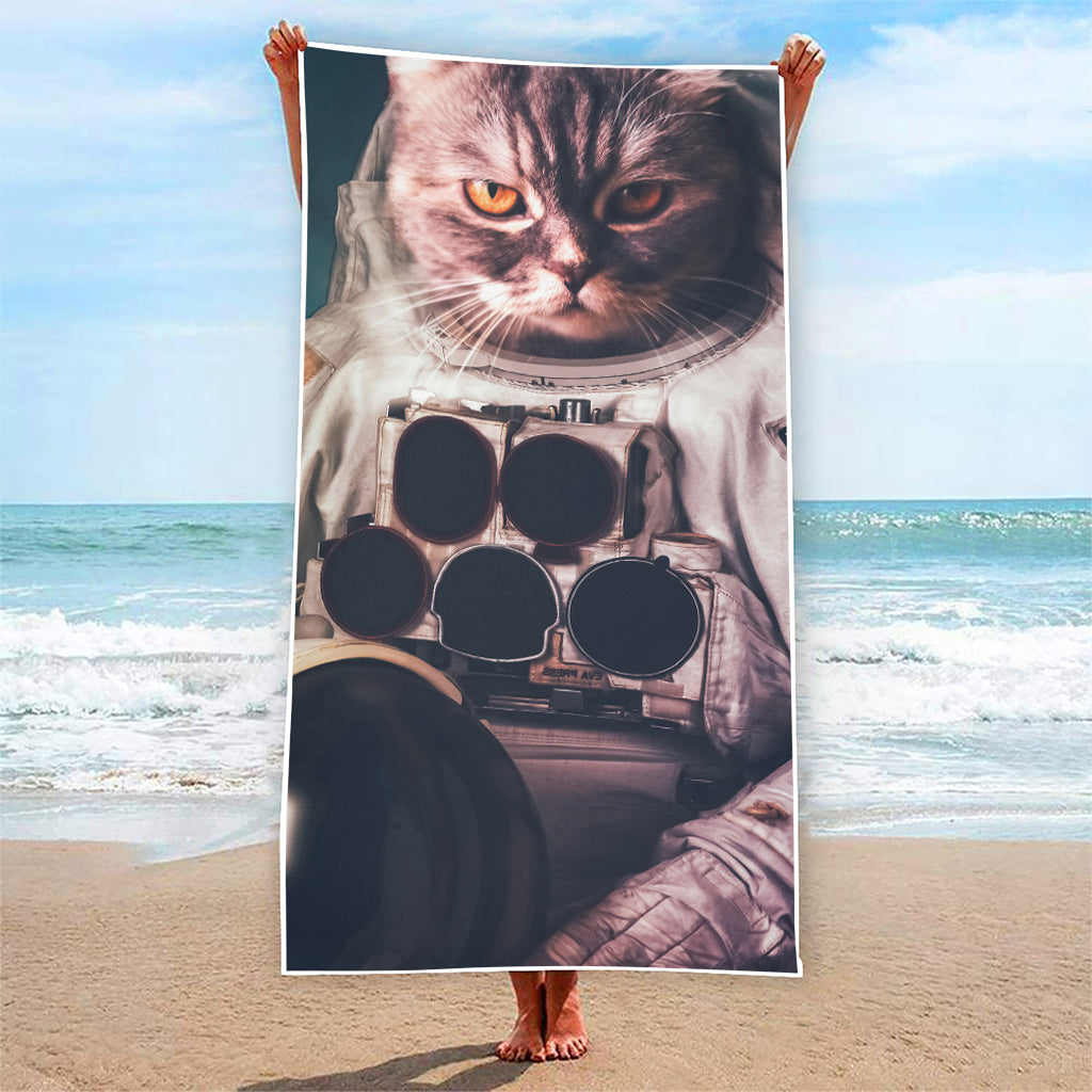 American Astronaut Cat Print Beach Towel