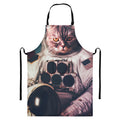 American Astronaut Cat Print Bib Apron With Pocket