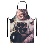 American Astronaut Cat Print Bib Apron With Pocket