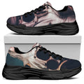 American Astronaut Cat Print Black Chunky Shoes