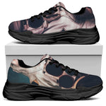 American Astronaut Cat Print Black Chunky Shoes