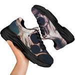 American Astronaut Cat Print Black Chunky Shoes