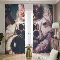 American Astronaut Cat Print Dimout Pencil Pleat Curtains