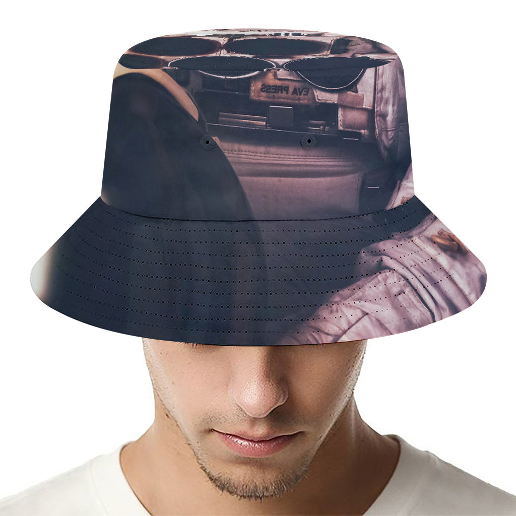 American Astronaut Cat Print Bucket Hat