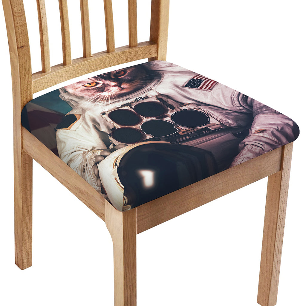 American Astronaut Cat Print Chair Cushion Cover