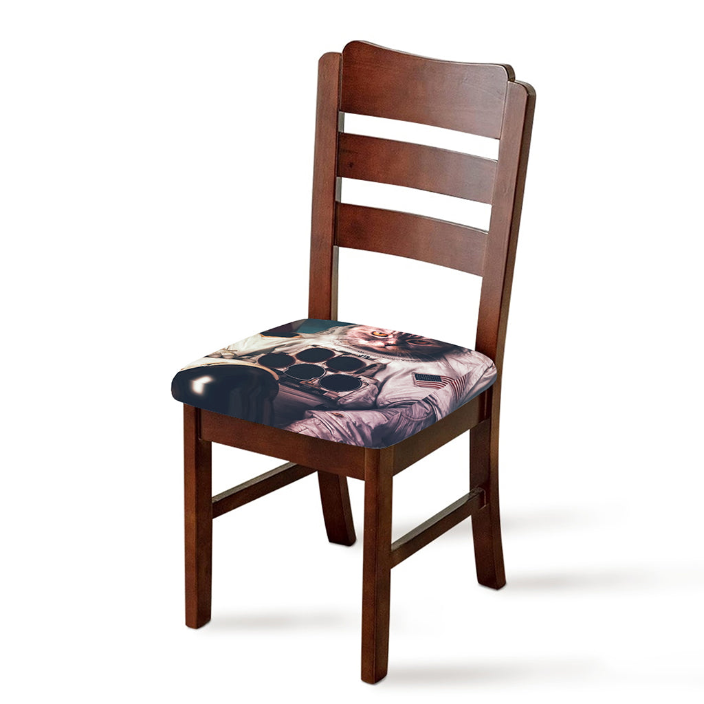 American Astronaut Cat Print Chair Cushion Cover