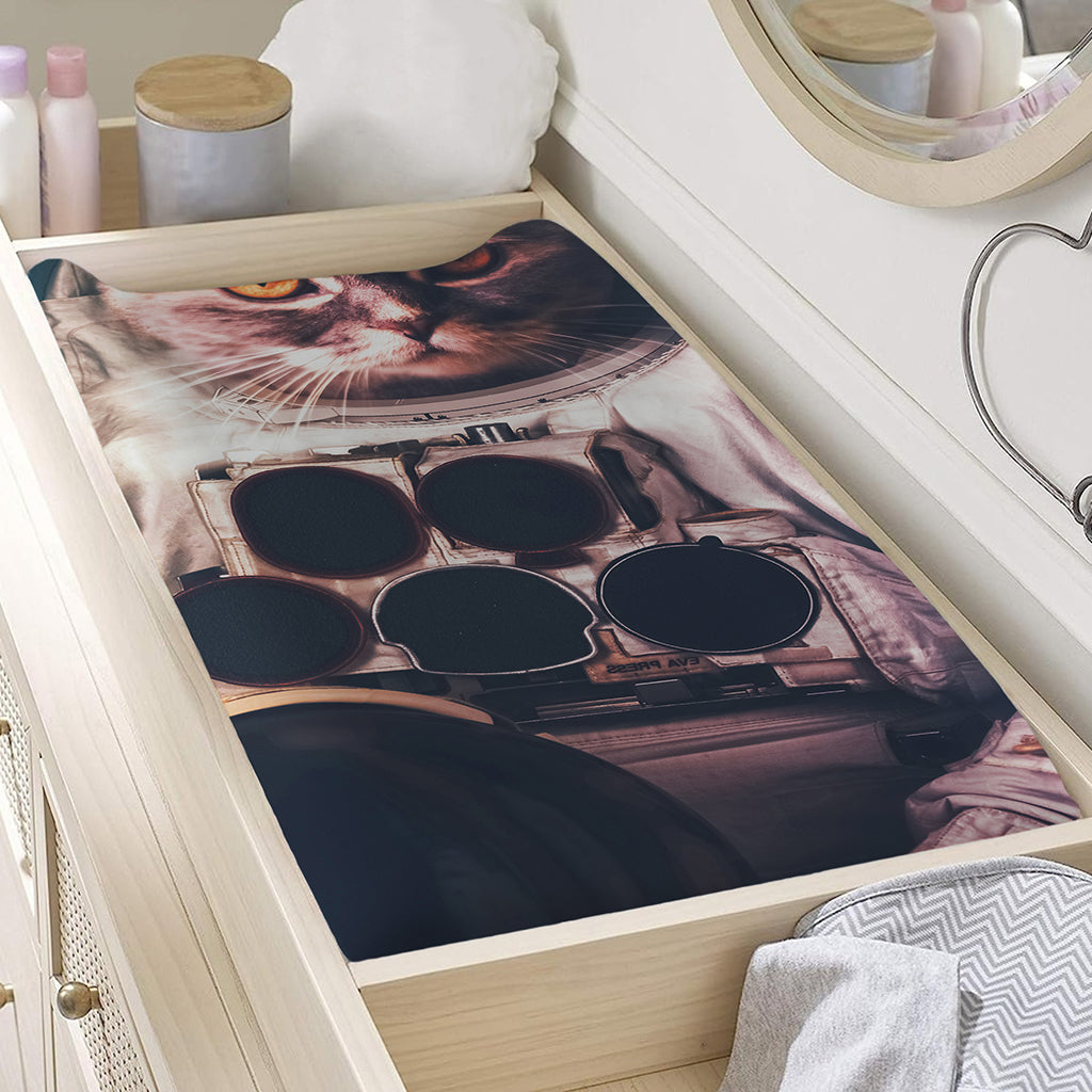 American Astronaut Cat Print Changing Pad Cover