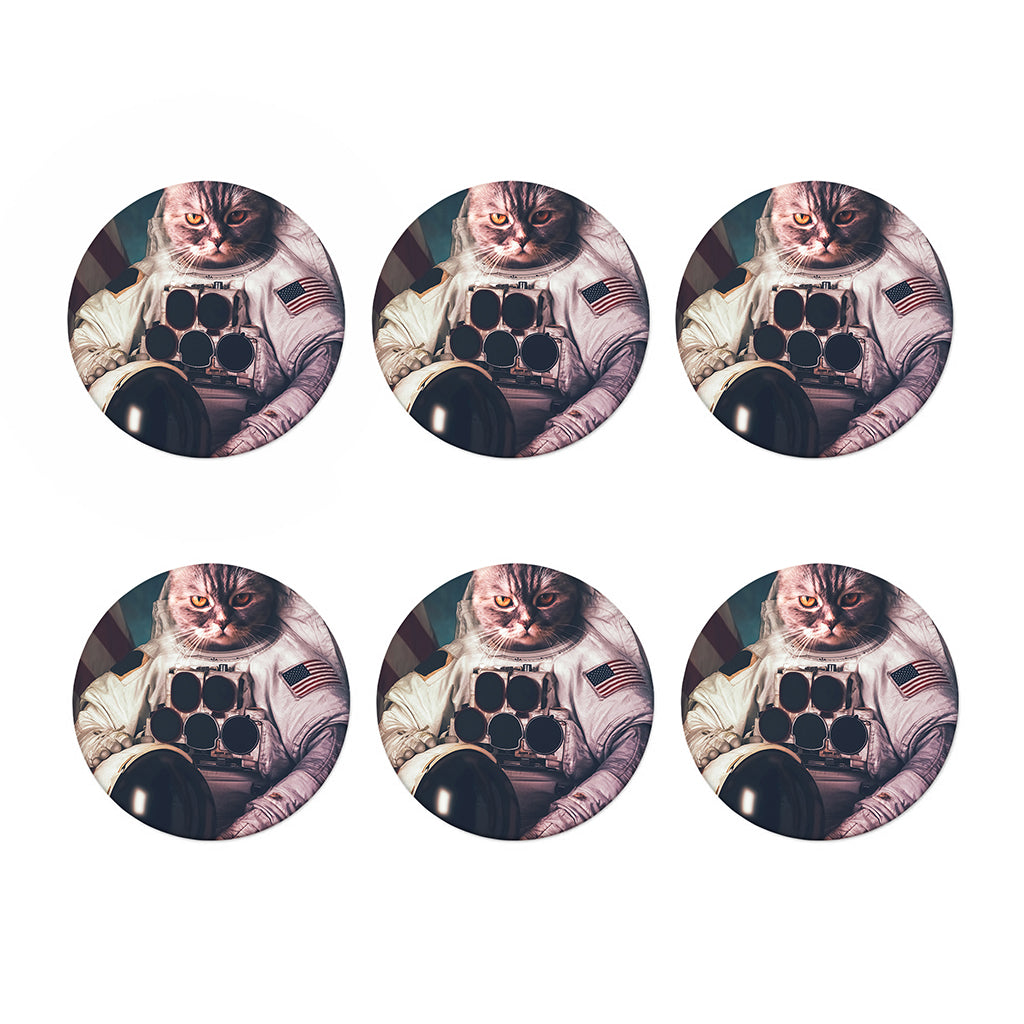 American Astronaut Cat Print Coaster Set