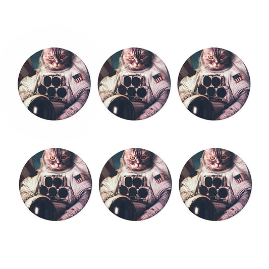 American Astronaut Cat Print Coaster Set