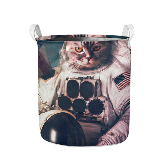 American Astronaut Cat Print Collapsible Laundry Basket
