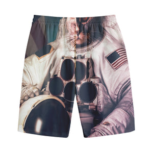 American Astronaut Cat Print Cotton Shorts