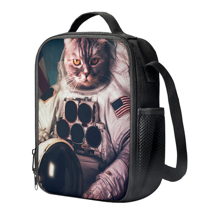 American Astronaut Cat Print Crossbody Lunch Bag